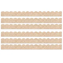True to You Woven Bamboo Scalloped Bulletin Board Borders, 39 Feet Per Pack, 6 Packs