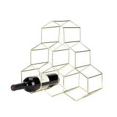 Belmont Geo 6-Bottle Counter Top Wine Rack in Gold