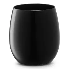 Black Elegant Stemless Plastic Wine Glasses - 12 Ounce (64 Glasses)