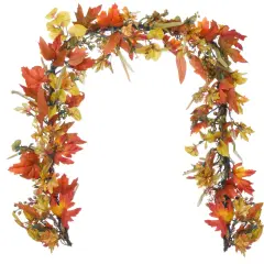 9 ft. Artificial Garland with Lights - Fall Harvest Leaf