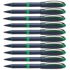 One Business Rollerball Pens, 0.6mm, Green, Pack of 10