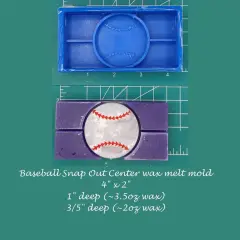 Baseball Snap Out Center Wax Melt Snap Bar Silicone Mold