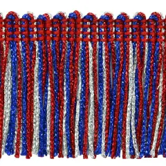 20 Yards of 2" Metallic Chainette Fringe Trim | 20 yard cut Red/White/Blue