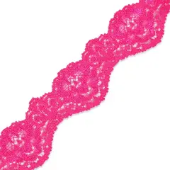 10 yards of Tifa 1 3/16"Scalloped Stretch Raschel Lace Trim | 10 yard cut Fuchsia
