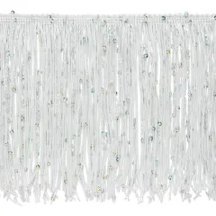 10 Yards of 6" Starlight Hologram Sequin Chainette Fringe Trim | 10 yard cut White
