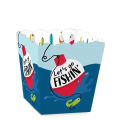 Big Dot of Happiness Let's Go Fishing - Party Mini Favor Boxes - Fish Themed Birthday Party or Baby Shower Treat Candy Boxes - Set of 12