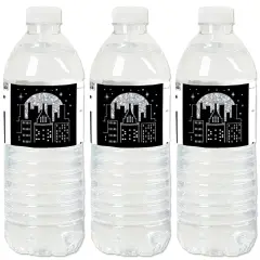 Big Dot of Happiness Nighttime City Skyline - New York Party Water Bottle Sticker Labels - Set of 20