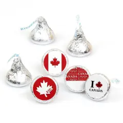 Big Dot of Happiness Canada Day Party Round Candy Sticker Favors - Labels Fits Chocolate Candy (1 sheet of 108)