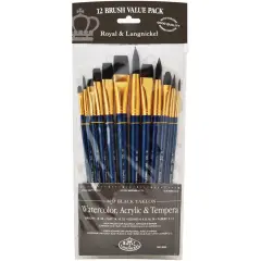 Royal & Langnickel(R) Black Taklon Value Pack Brush Set-12/Pkg