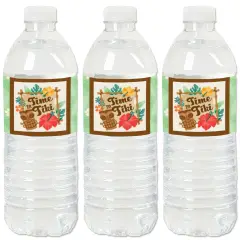 Big Dot of Happiness Tropical Luau - Hawaiian Beach Party Water Bottle Sticker Labels - Set of 20