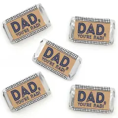 Big Dot of Happiness My Dad is Rad - Mini Candy Bar Wrapper Stickers - Father's Day Party Small Favors - 40 Count