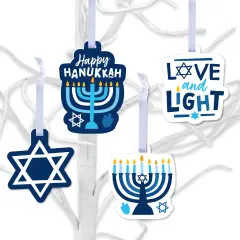 Big Dot of Happiness Hanukkah Menorah - Chanukah Holiday Decorations - Tree Ornaments - Set of 12
