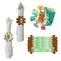 Big Dot of Happiness Tropical Luau - Hawaiian Beach Party Paper Napkin Holder - Napkin Rings - Set of 24