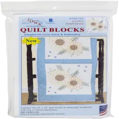 Jack Dempsey Stamped White Quilt Blocks 18"X18" 6/Pkg-Golden Sunflowers