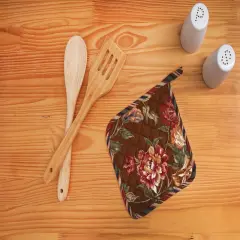 Vintage Floral Bloom Quilted Potholder w/ Hanging Loop 8" x 8"