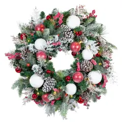 30 in. Lighted Christmas Wreath - Frosted Wonderland