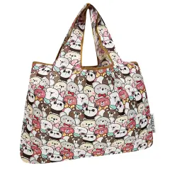 Wrapables Large Foldable Tote Nylon Reusable Grocery Bags, Funny Bears