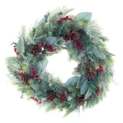 Lighted Christmas Wreath - Winter Frost