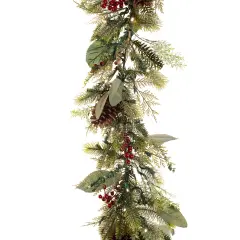 9 ft. Artificial Christmas Garland with Lights - Winter Frost