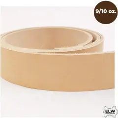 ELW Import Tooling Leather 9/10 oz Natural Belt Blanks/Strips/Straps from Full Grain Vegetable Tanned Leather (1-3/4" x 50")