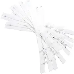 YKK Zippers White Color 12 Inch Number 3 Nylon Coil Set of 12 Pieces