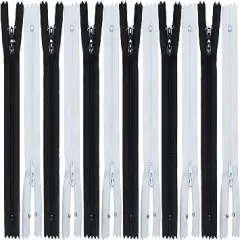 Zipperstop Wholesale YKK 16" Zipper YKK #3 Skirt & Dress ~ 6 Black and 6 White (12 Zippers / Pack)