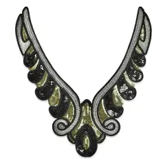 Glamorous Flourish Sequin Collar Applique 11" x 9"Sequin Collar