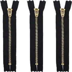 YKK 3" YKK Pants Brass Zipper #4.5- Black (3 Zippers)