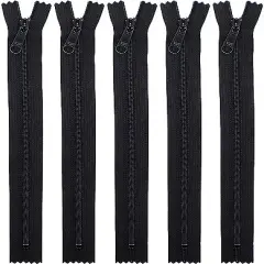 YKK Black #4.5 Handbag &ndash; Extra-Long Pull Zipper (5 Zippers Per Pack) (7" Inches)