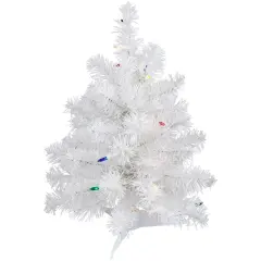 Northlight Pre-Lit Artificial Christmas Tree - 18" - White - Multicolor Lights