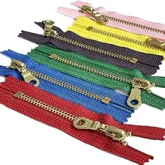 YKK #5 Brass with Donut Pull (Mix of Hot Seasonal 6 Colors) 6 Pcs Metal Zipper Closed-End for Small Handbag or Pouch -Choose Your Length - Made in The United States (7" Inches)