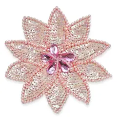 Poinsettia Sequin Applique/Patch Light Pink