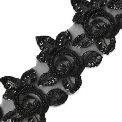 Vintage Rose Lace Trim Black