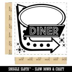 Blank Retro Diner Sign with Arrow Self-Inking Rubber Stamp Ink Stamper Red
