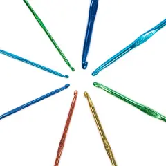 Crochet Set Alum Sz Notion, Hook sizes: 3.125-6.5 mm, US D-K, Assorted