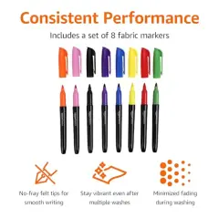 8 Pieces Fabric Markers, Assorted Colors,
