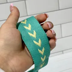 Dark Mint with Yellow Arrow 1.5&rdquo; Cotton Webbing