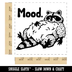Fluffy Lazy Raccoon Mood Self-Inking Rubber Stamp Ink Stamper Red