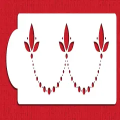 Dotted Scallop Cake Stencil | C468 by Designer Stencils | Cake Decorating Tools | Baking Stencils for Royal Icing, Airbrush, Dusting Powder | Reusable Plastic Food Grade Stencil for Cakes | Easy to Use & Clean Cake Stencil