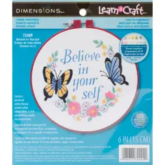 Dimensions Learn-A-Craft Embroidery Kit 6" Round-Believe In Yourself-Stitched In Thread