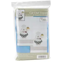 Tobin Stamped For Embroidery Kitchen Towels 20"X28" 2/Pkg-Cat Chef