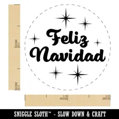Feliz Navidad Merry Christmas Starburst Self-Inking Rubber Stamp for Stamping Crafting Planners Yellow