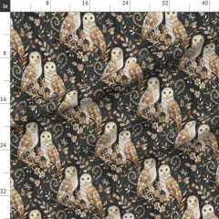 Various Fabrics by the Yard or Fat Quarter Barn Owl Collage Large Owls Wood Nature Night Modern Farmhouse Custom Printed Fabric by Spoonflower