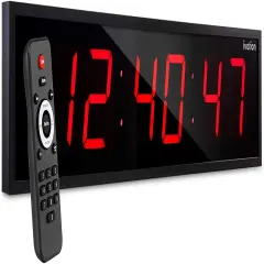 Ivation 24 in. Large Digital Wall Clock, LED Digital Clock with Timer and Alarm Red