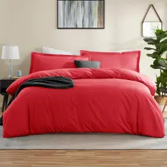 Nestl Double Brushed Microfiber Duvet Cover Set Red