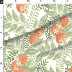 Various Fabrics by the Yard or Fat Quarter Green Orange Fruit Citrus Garden Oranges Botanical Italy Grove Orchard Floral Large Scale Custom Printed Fabric by Spoonflower