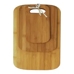 Oceanstar 3-Piece Bamboo Cutting Board Set, Rounded Brown