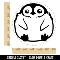 Cute Fluffy Baby Penguin Self-Inking Rubber Stamp for Stamping Crafting Planners Blue