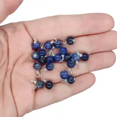 Blue Sodalite 6mm Bead Dangles, Small Gemstone Charms, 10 pieces, Adorabilities
