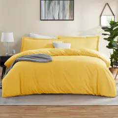 Nestl Double Brushed Microfiber Duvet Cover Set Yellow